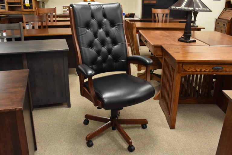 Custom wood and leather desk chair