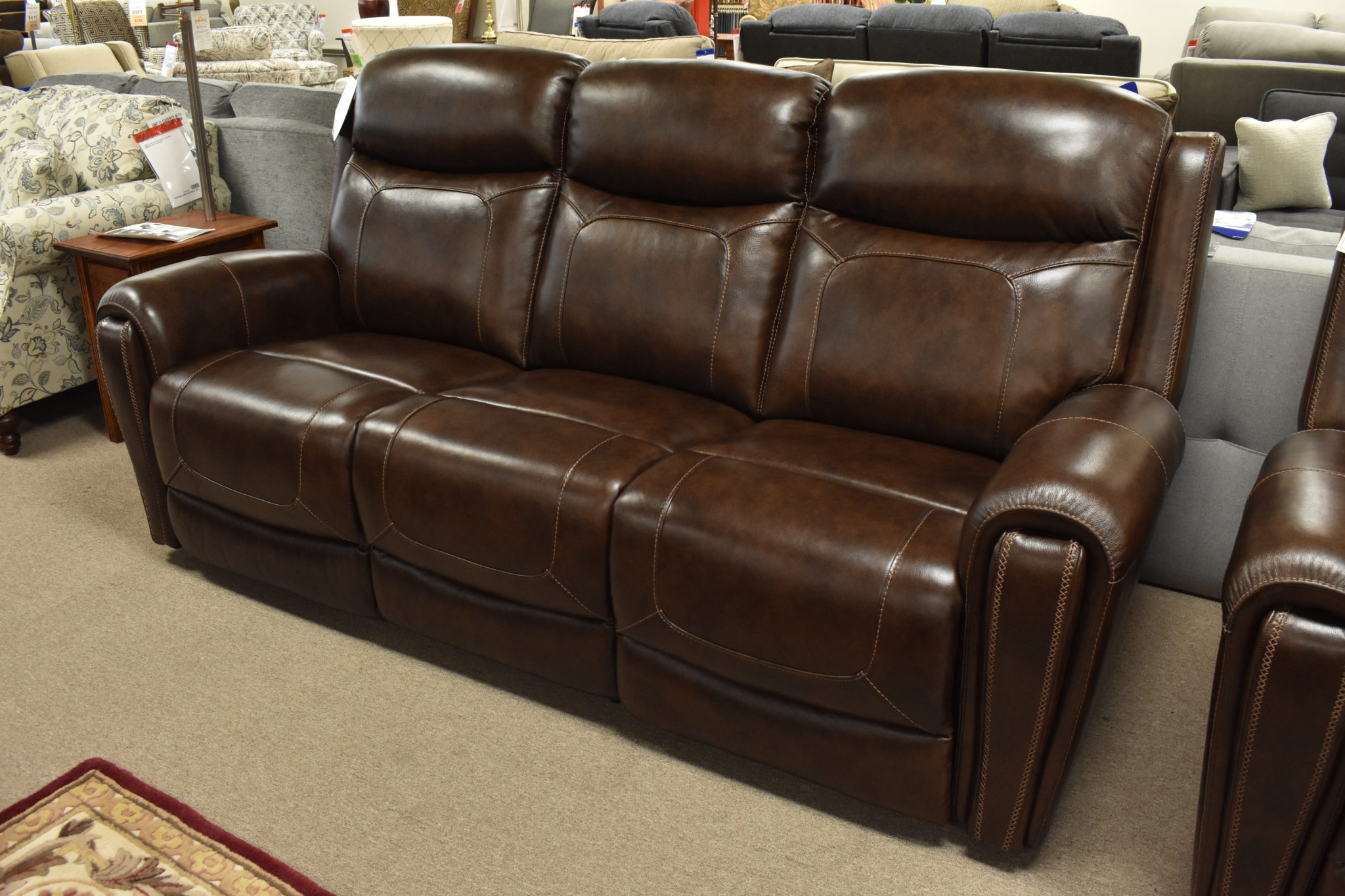 barcalounger leather power reclining sofa with power headrests