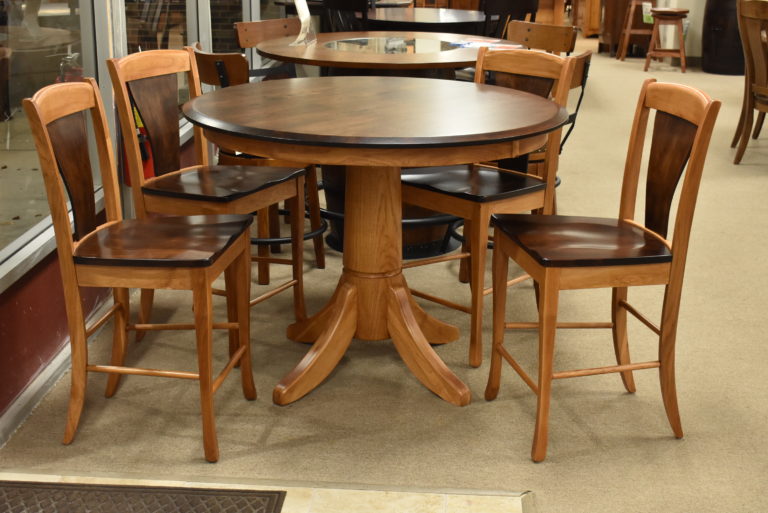 Solid wood pub table and pub chairs