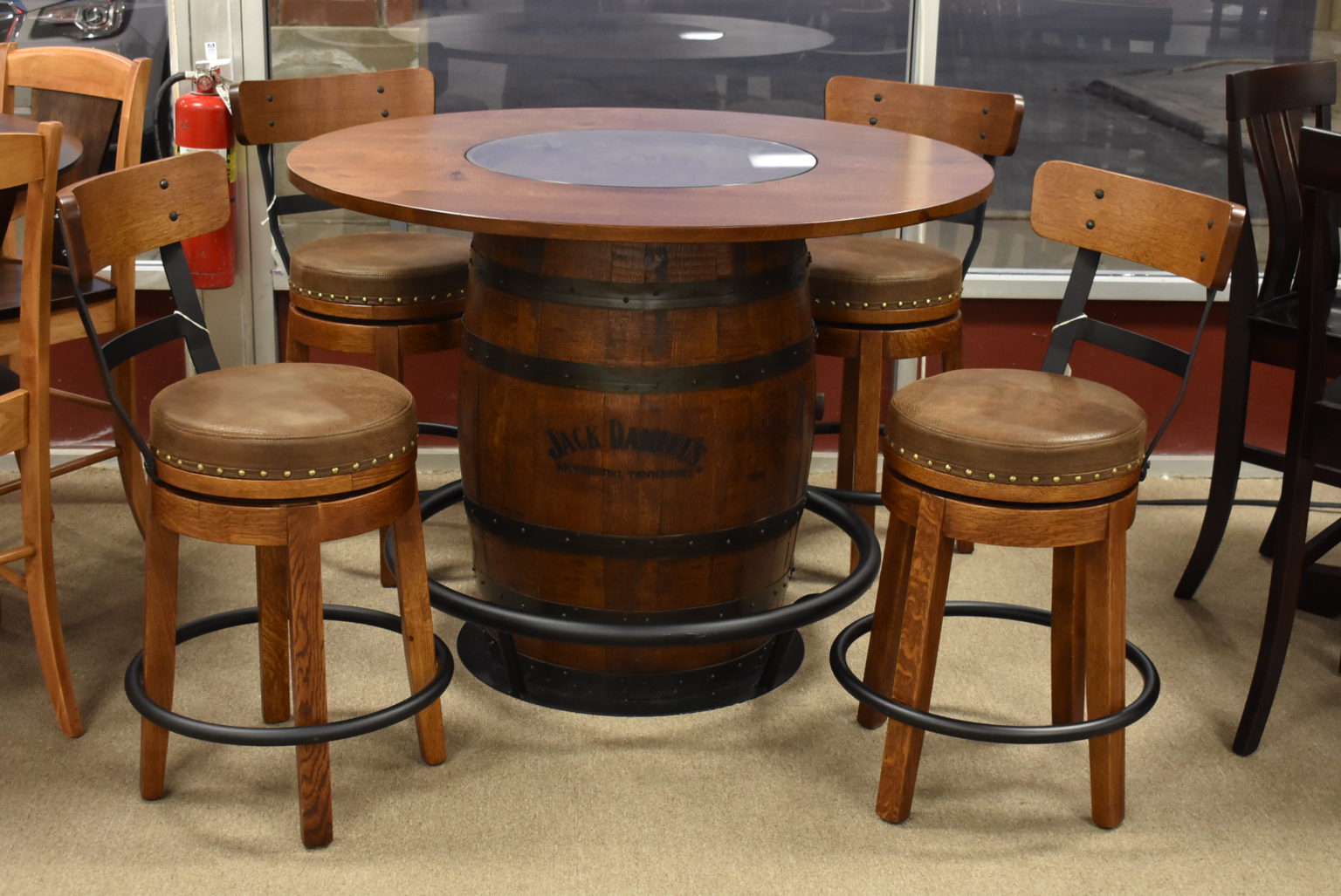 whiskey barrel dining room table