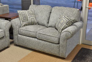 American-made loveseat with sock arms from England Furniture