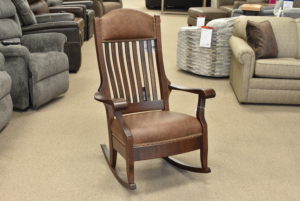 Leather and wood rocking chair