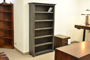 Custom grey wood bookcase