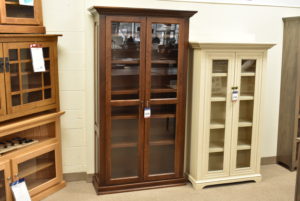 Custom wood bookcase with glass doors