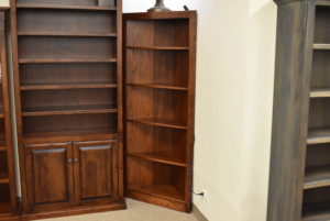 Custom wood corner bookcase