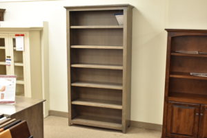 Grey custom wood bookcase