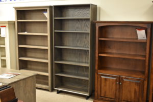 Custom modern grey wood bookcase