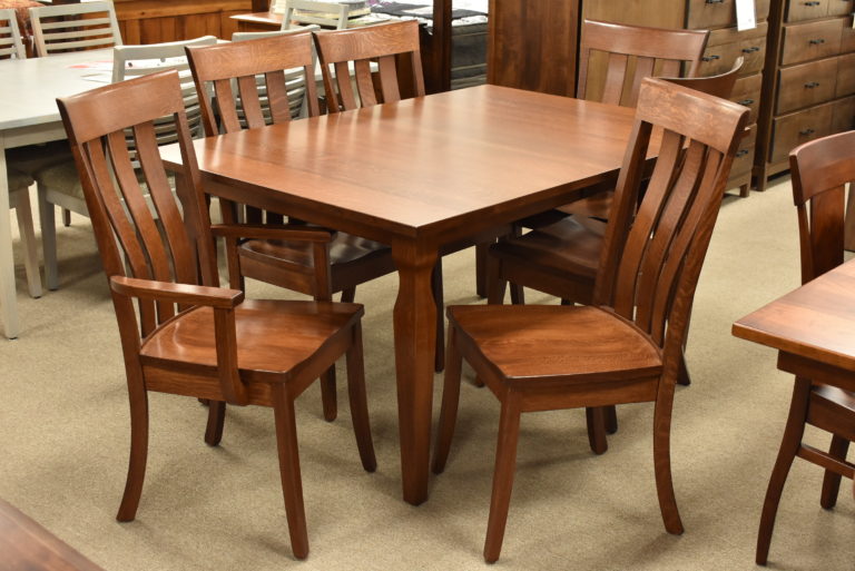 Custom dining room set with a table and six chairs