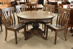 Round American-made dinner table with four chairs