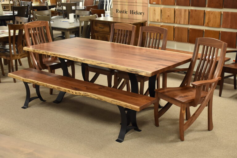 Solid wood Walnut live edge dining set